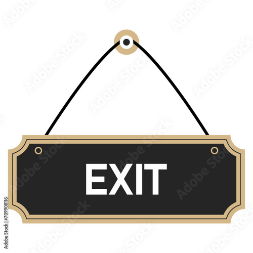 Exit sign on the door. Signboard. Vector illustration.