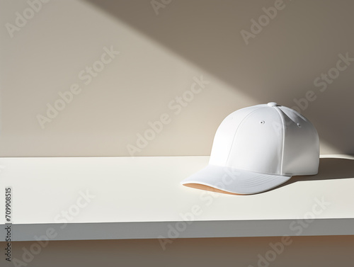Photo a white cap mockup, baseball caps on the simple background 