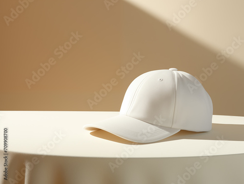 Photo a white cap mockup, baseball caps on the simple background 