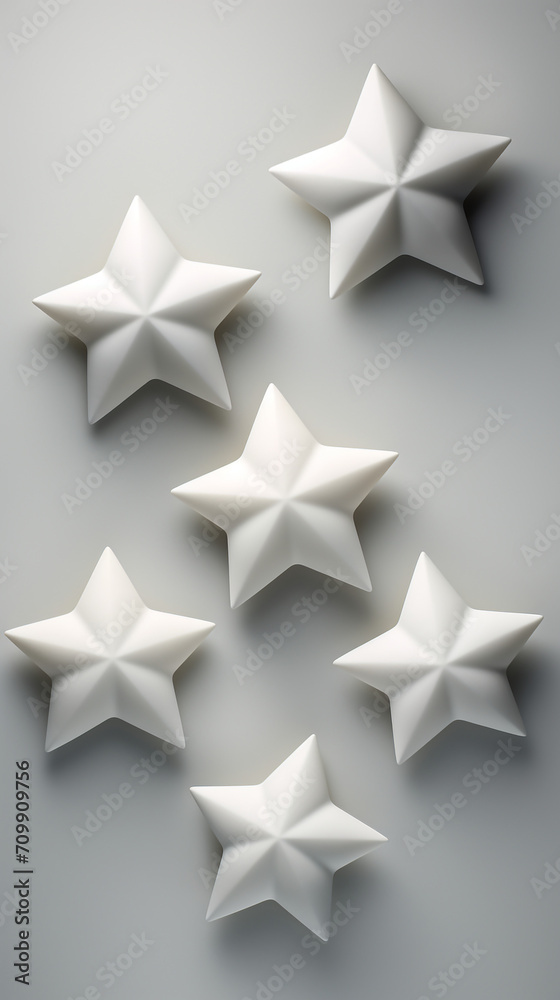 White star shapes, on a light gray background created with Generative Ai White star shapes, on a light gray background created with Generative Ai