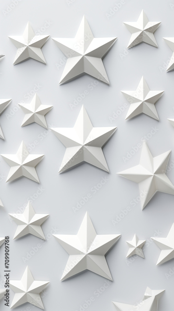 White star shapes, on a light gray background created with Generative Ai White star shapes, on a light gray background created with Generative Ai
