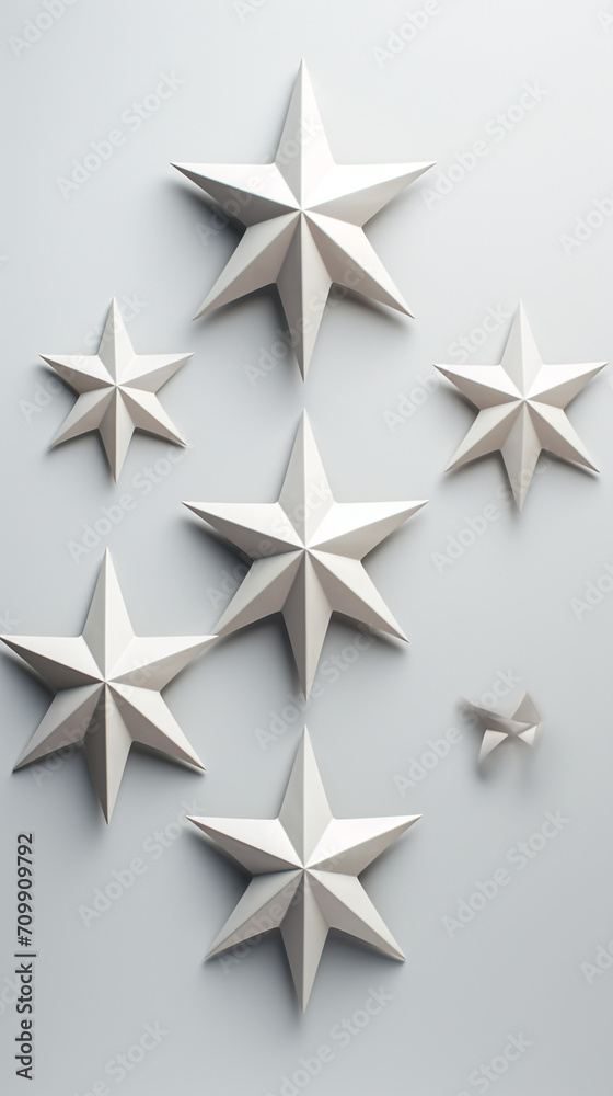 Fototapeta premium White star shapes, on a light gray background created with Generative Ai