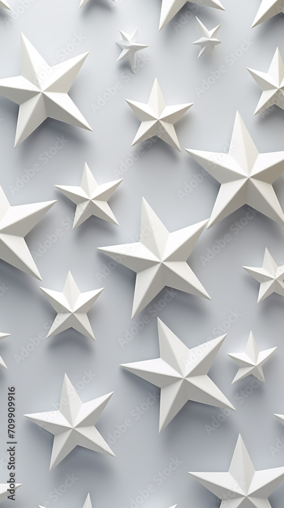 White star shapes, on a light gray background created with Generative Ai White star shapes, on a light gray background created with Generative Ai