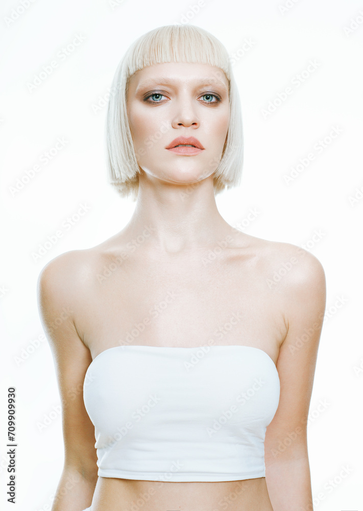 Clean skin woman face close up cosmetic concept isolated on white beautiful female beauty Clean skin woman face close up cosmetic concept isolated on white beautiful female beauty