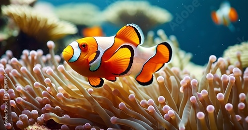 The Delightful Harmony of Colorful Clownfish and Coral Anemones © Lifia