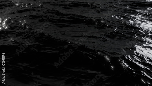 water sea black ocean black texture background illustration 3d rendering 4k abstract