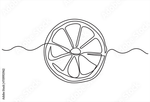 Continuous one line drawing of lemon. Minimal style. Perfect for cards, party invitations, posters, stickers, clothing. Food concept