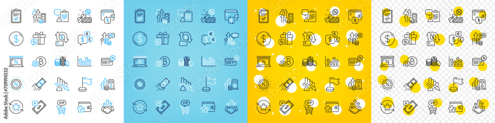 Vector icons set of Market, Upper arrows and Banking money line icons pack for web with Discount, Deflation, Bid offer outline icon. Fast payment, Wallet, Sale gift pictogram. Vector Vector icons set of Market, Upper arrows and Banking money line icons pack for web with Discount, Deflation, Bid offer outline icon. Fast payment, Wallet, Sale gift pictogram. Vector