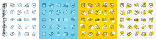 Vector icons set of Market, Upper arrows and Banking money line icons pack for web with Discount, Deflation, Bid offer outline icon. Fast payment, Wallet, Sale gift pictogram. Vector