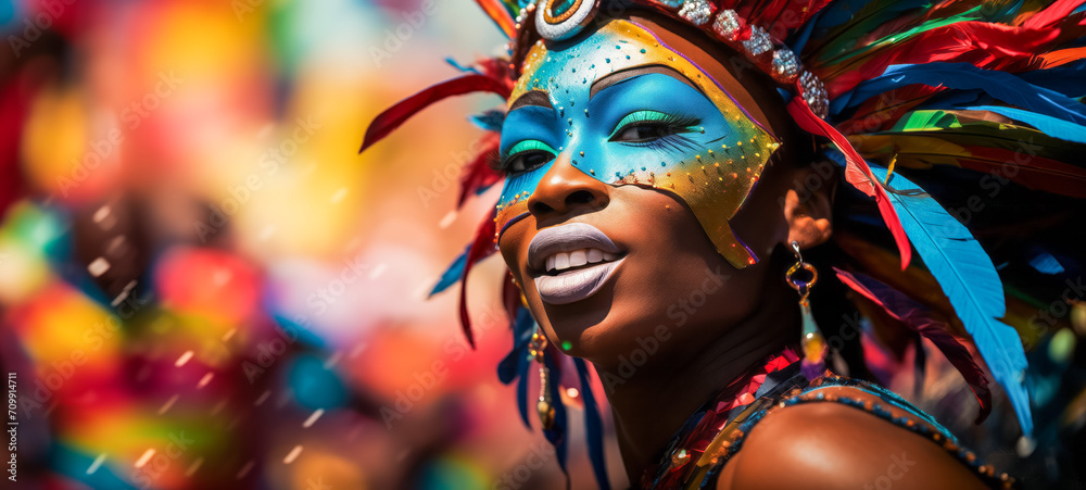 Colorful carnival celebration, joyful african woman Colorful carnival celebration, joyful african woman