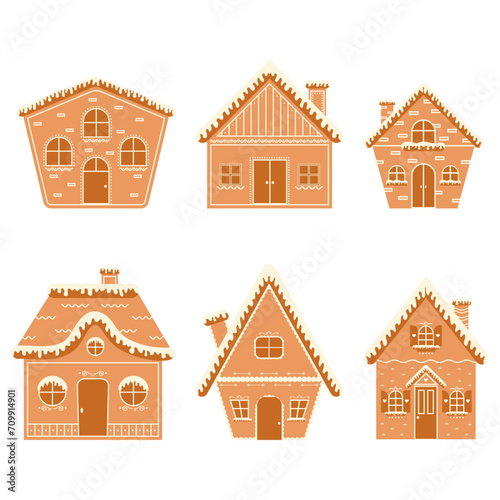 Christmas gingerbread houses. Vector illustration.