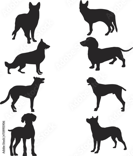 set of silhouettes of dogs