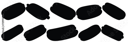 Hotdog silhouettes set, large pack of vector silhouette design, isolated white background