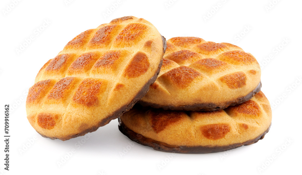 Beautiful round cookies isolated on a white background. Beautiful round cookies isolated on a white background.