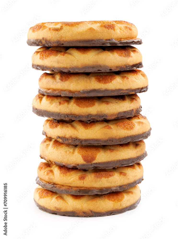 Cookie tower isolated on white background.