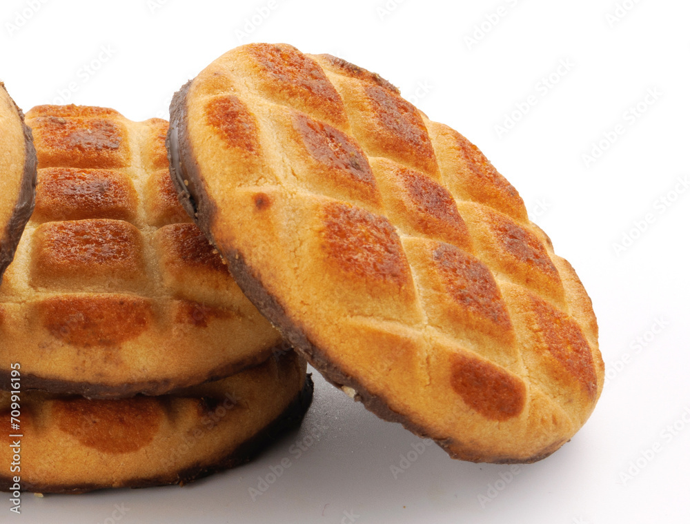 Beautiful round cookies on a white background. Beautiful round cookies on a white background.