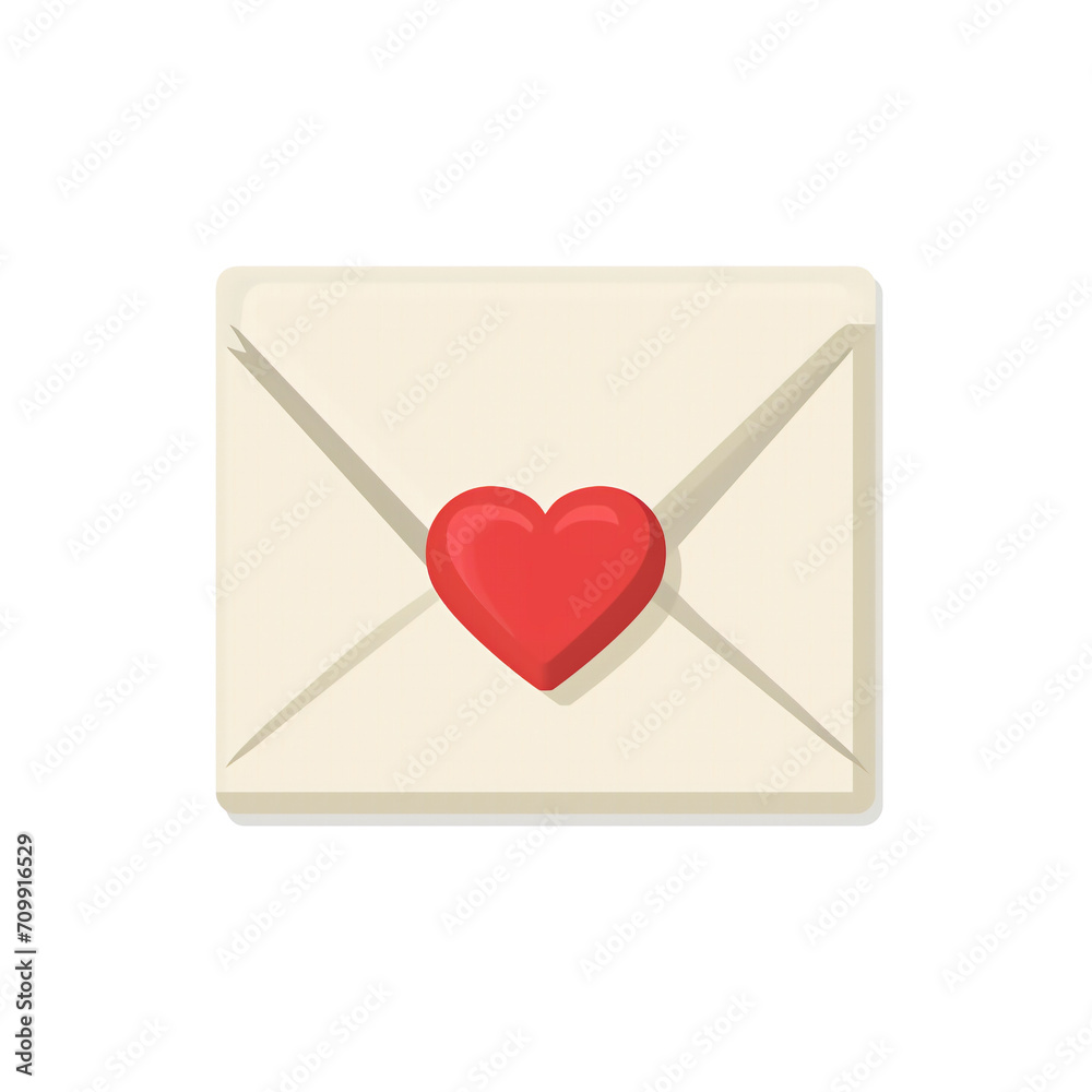 UA love letter with a red heart seal flat design. Valentine's concept.