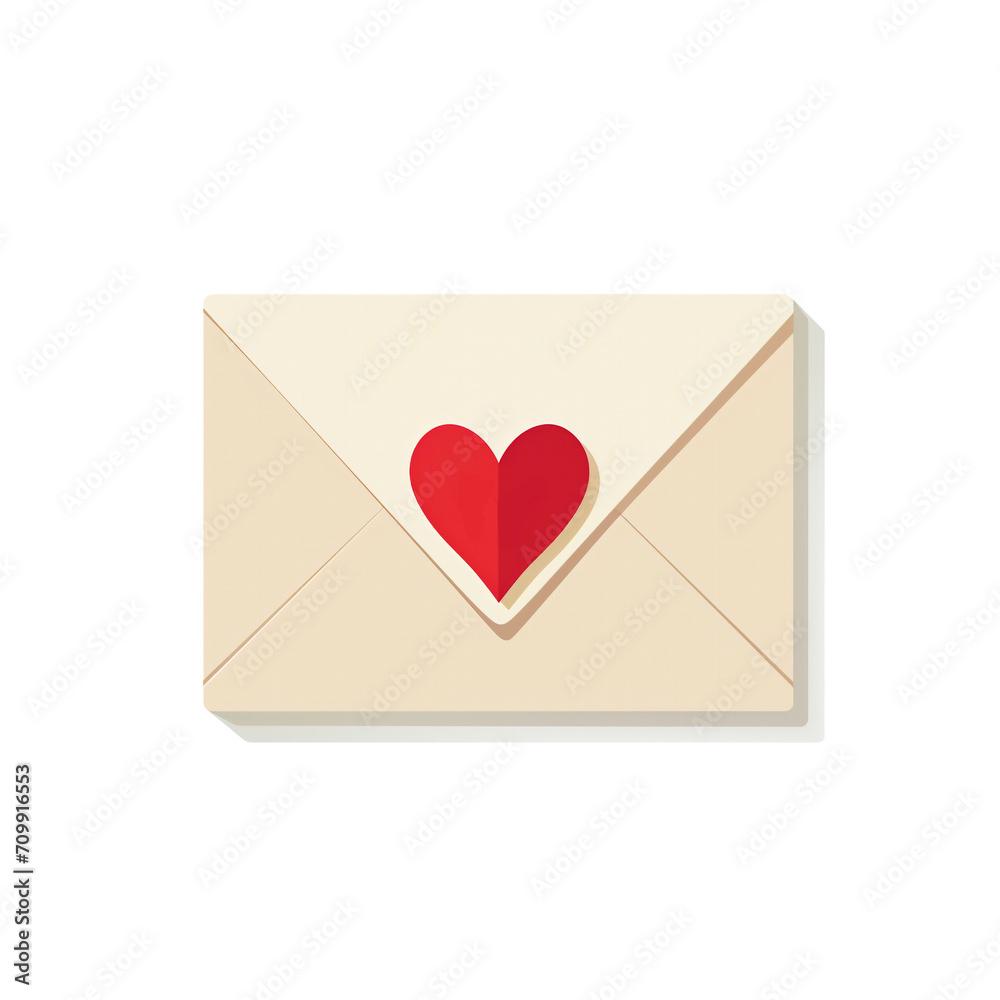 A love letter with a red heart seal flat design. Valentine's concept.