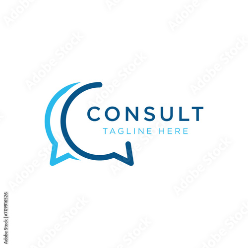 Consultation Logo design with bubble chat sign, unlimited consultation, consultation with people. photo
