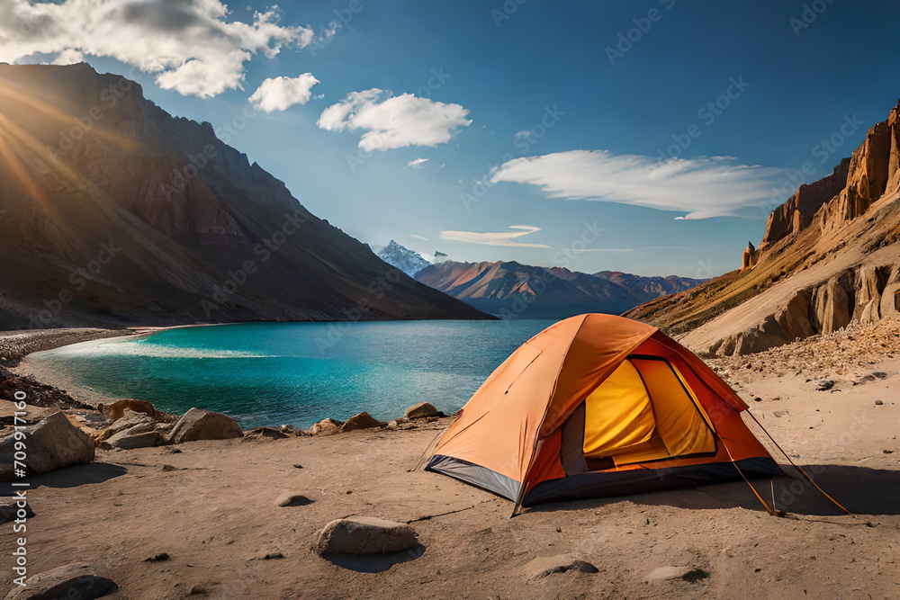 camping tent in the wild nature  , outdoor activity