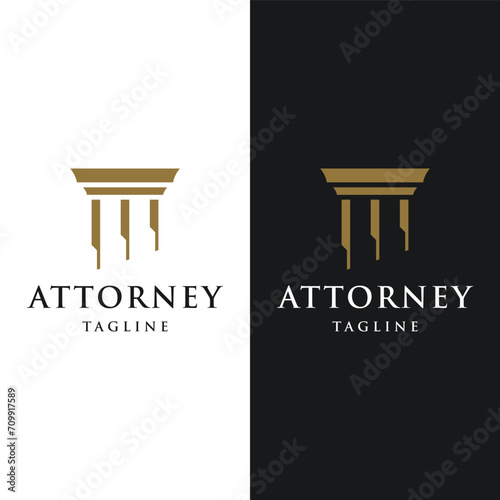 Abstract Logo design of luxury column antique building for attorney, law, university and museum. photo