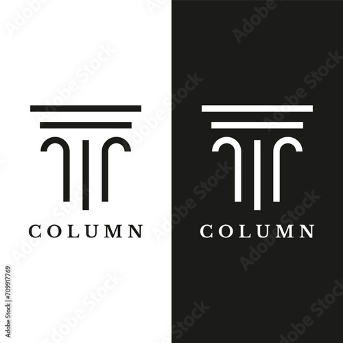 Abstract Logo design of luxury column antique building for attorney, law, university and museum. photo