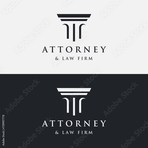 Abstract Logo design of luxury column antique building for attorney, law, university and museum.