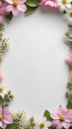 blank sheet of paper with space for text with a frame of flowers around the edges