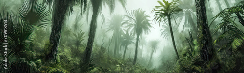 Palm trees on a foggy day