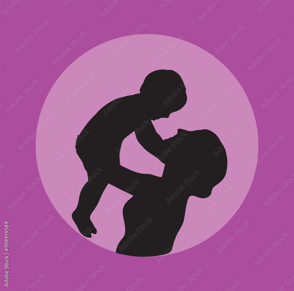 Mother And Child Silhouette Vector Art. Mother And Child Silhouette Vector Art.