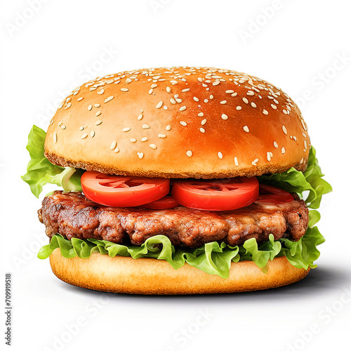 Fresh tasty Big fast food tasty restaurant burger hamburger cheeseburger isolated on white background