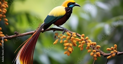 The Breathtaking Bird of Paradise Alighting Upon a Branch photo