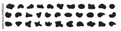 Liquids blob shape set of black icons isolated on white background. Flat vector