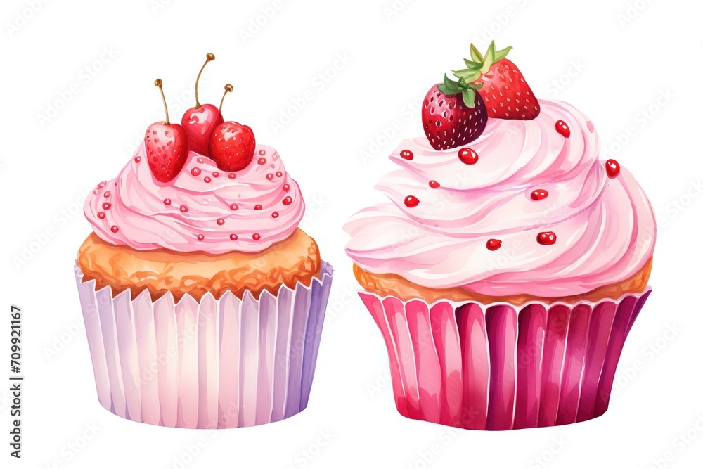 watercolor illustration with grungy texture, cute fruit cake , collection set isolated on white background, idea for junk journal or scrapbook design, generative Ai watercolor illustration with grungy texture, cute fruit cake , collection set isolated on white background, idea for junk journal or scrapbook design, generative Ai