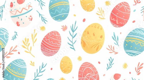 Easter eggs, abstract easter background. Pastel color, cartoon illustration.