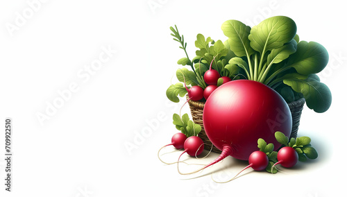 Ripe red radish vector illustration on white background, generative ai