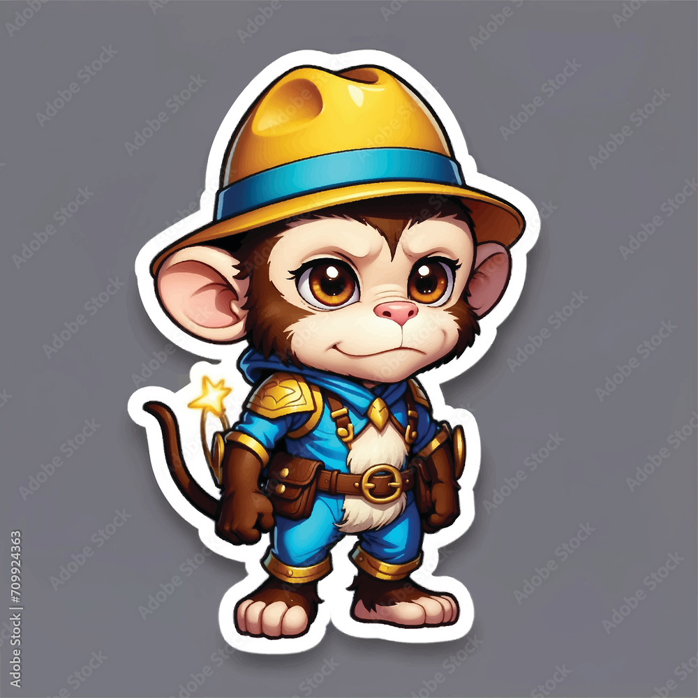 cute cartoon stickers of monkey knights
