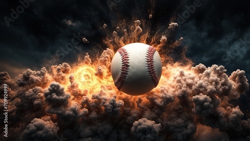 Baseball comet hurling through the cosmos photo