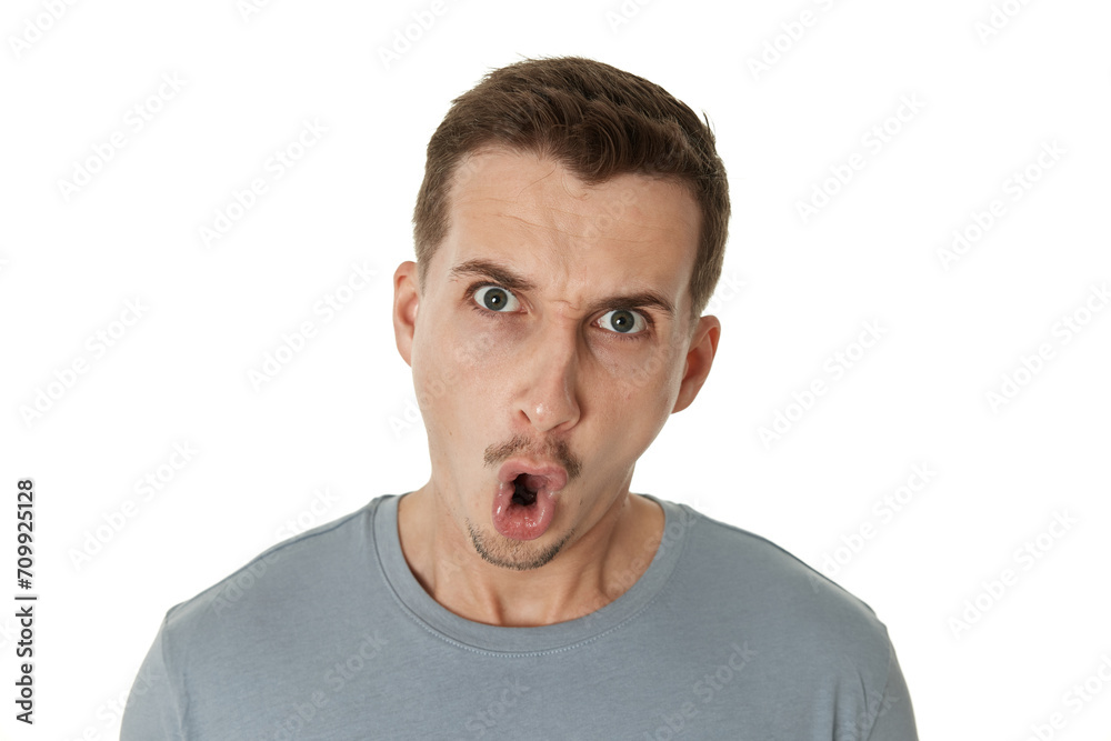 annoyed angry bearded man shouting on white studio background annoyed angry bearded man shouting on white studio background