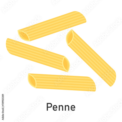 Penne pasta. Restaurant pasta. For menu design, packaging. Vector illustration.