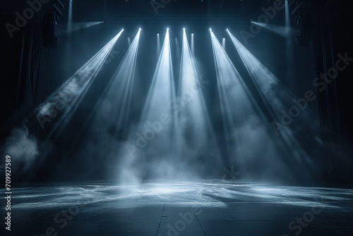 An Artistic Performances Stage with Spotlight Illuminating the Stage for Contemporary Dance - An Empty Canvas Bathed in Monochromatic Colors and Thoughtful Lighting Design, Setting the Stage for an Ex