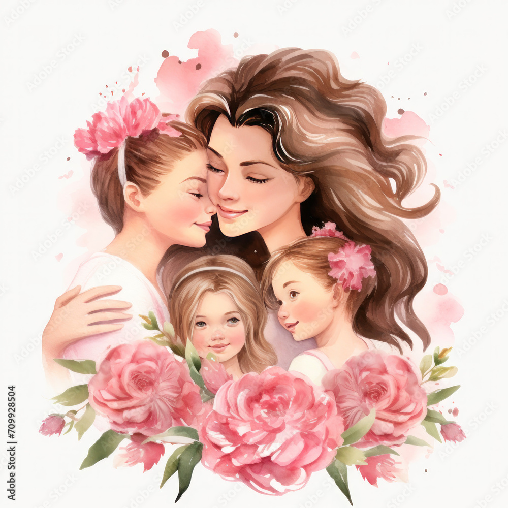 Mother and children, Mother's day banner Mother and children, Mother's day banner