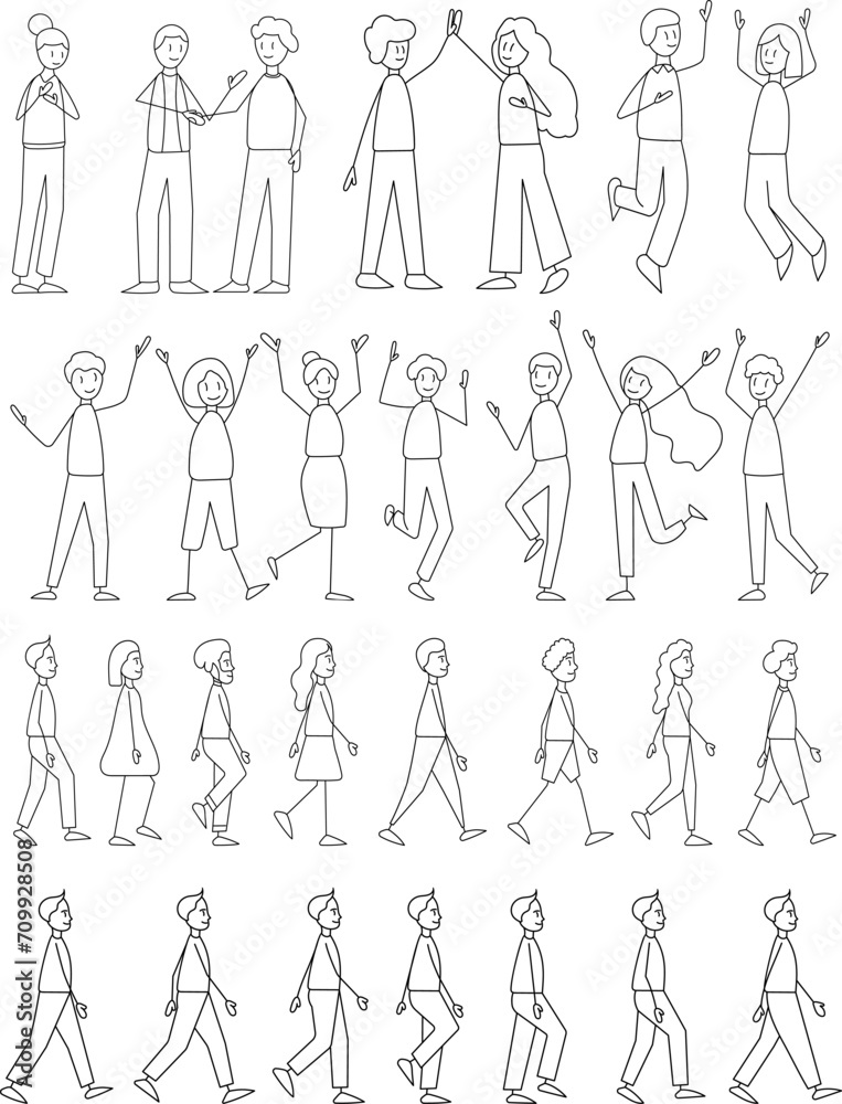 set of people in different poses, simple figures vector set of people in different poses, simple figures vector