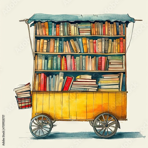 Cart full of books.