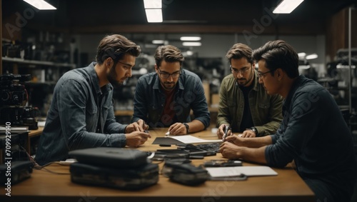 A group of 4 guys discussing a future project