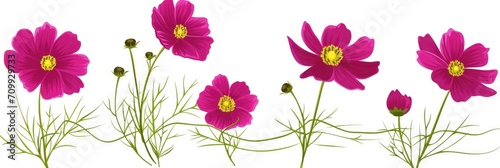 A group of pink flowers sitting on top of a white surface.