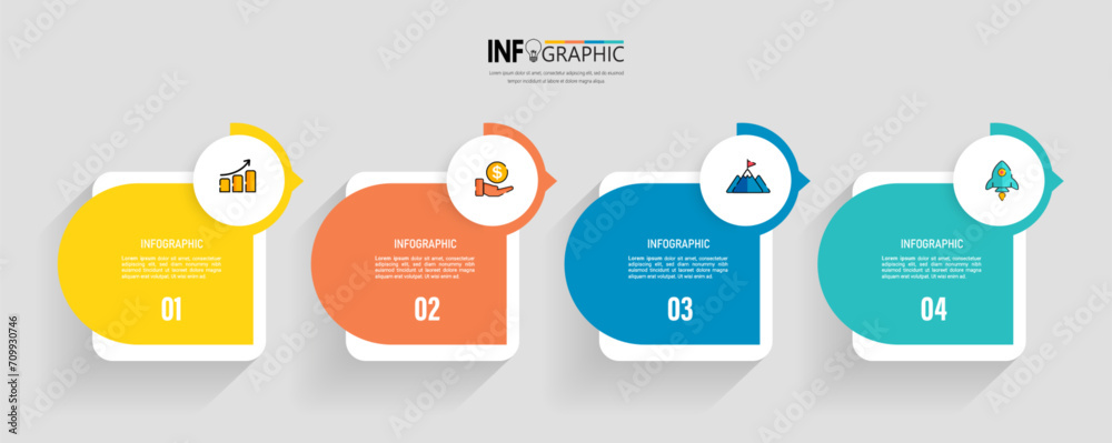 Infographics design template business concept with 4 steps vector - obrazy, fototapety, plakaty 