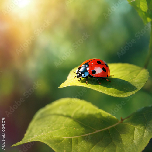 Ladybug on a leave - AI generated