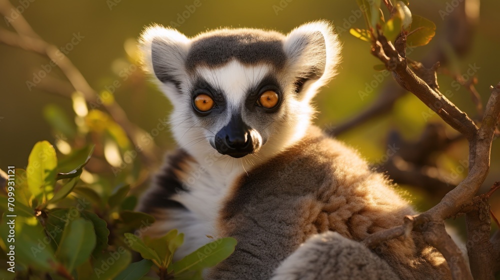 Naklejka premium Ring-tailed lemur (Lemur catta) is a large strepsirrhine primate known as maky, maki or hira - Tsimanampetsotsa Nature Reserve, Madagascar.