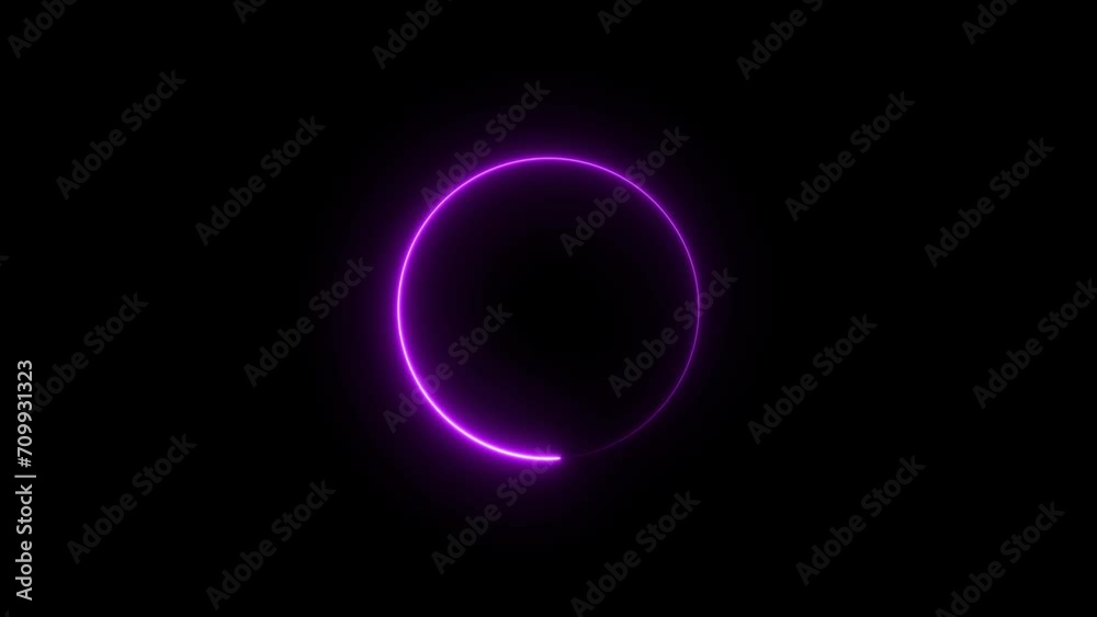 Abstract neon circle loop loading animation background. 